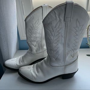 White leather cowboy boots